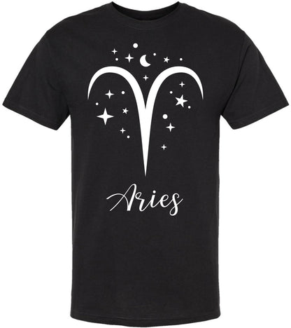 Zodiac Signs Printed T-Shirt | 100% Cotton Astrology Horoscope Monthly Symbols Designs Tee Shirt, Black