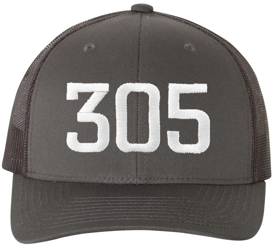 Miami 305 Old English Snapback Hat | FL Area Code 6 Panel Trucker Mesh Cap