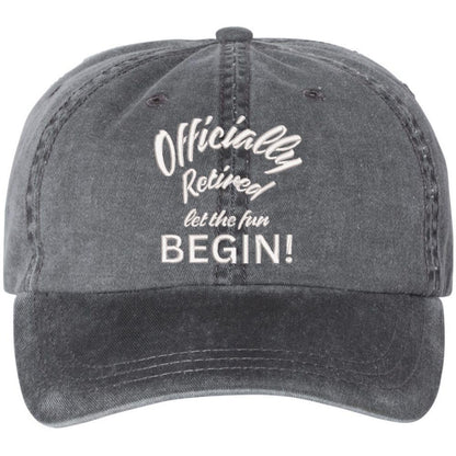 Officially Retired Let The Fun Begin Embroidered Vintage Dad Hat Unstructured Retirement Baseball Cap