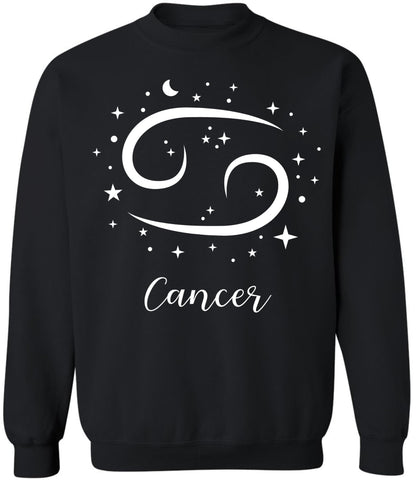 Zodiac Signs Crewneck Sweatshirt | Large Print Astrology Design Horoscope Symbols Sweat Shirt Top, Black