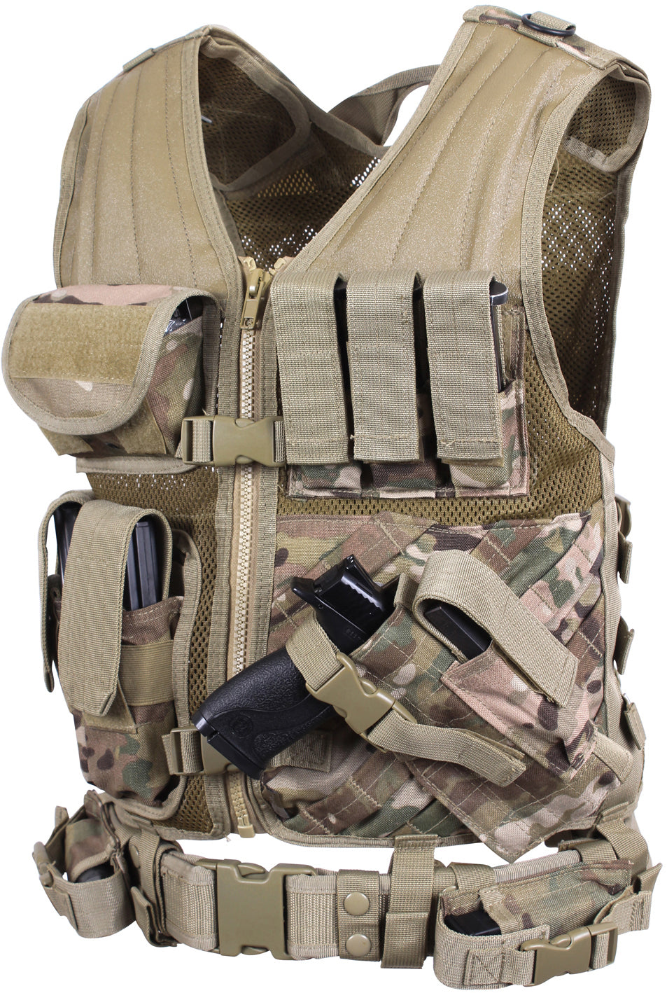 Multicam Camouflage - MOLLE Compatible Cross Draw Tactical Vest