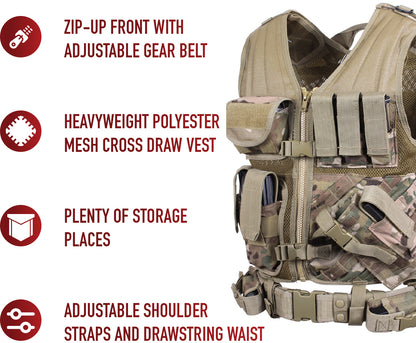 Multicam Camouflage - MOLLE Compatible Cross Draw Tactical Vest