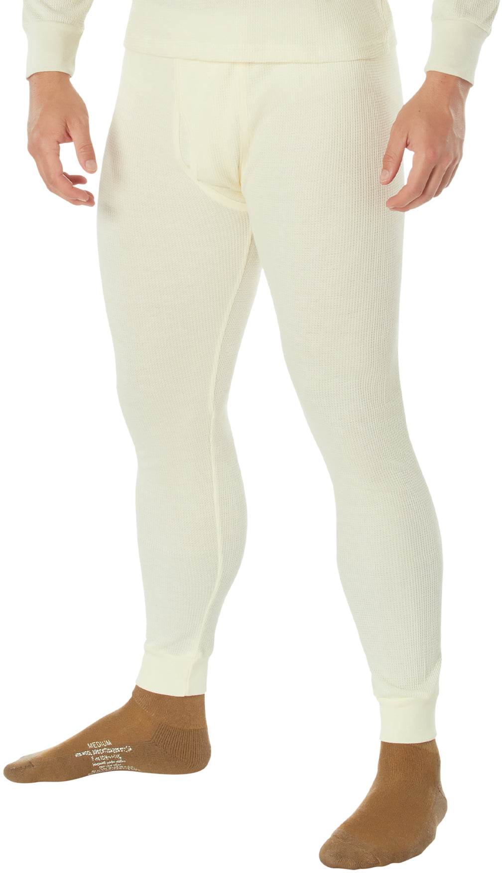 Natural White - Cold Weather Thermal Knit Underwear Pants - Cotton Polyester