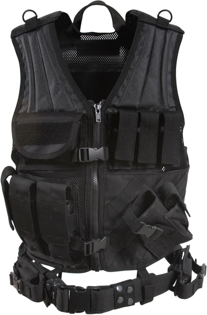 Black - MOLLE Compatible Cross Draw Tactical Vest