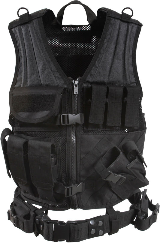 Black - MOLLE Compatible Cross Draw Tactical Vest
