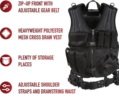 Black - MOLLE Compatible Cross Draw Tactical Vest