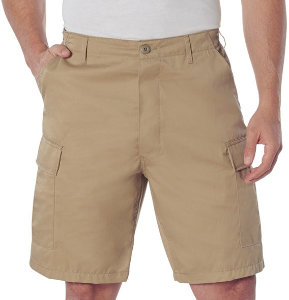 Khaki - Tactical Cargo BDU Shorts - Polyester Cotton Twill - Button Fly