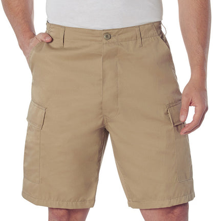 Khaki - Tactical Cargo BDU Shorts - Polyester Cotton Twill - Button Fly