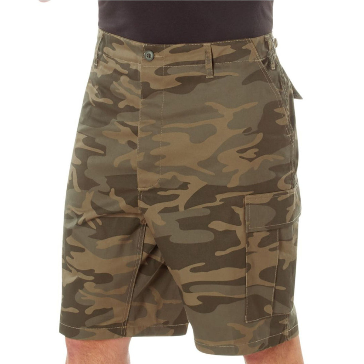 Coyote Camo - Tactical Cargo BDU Shorts - Polyester Cotton Twill - Button Fly