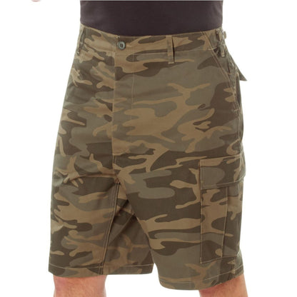 Coyote Camo - Tactical Cargo BDU Shorts - Polyester Cotton Twill - Button Fly