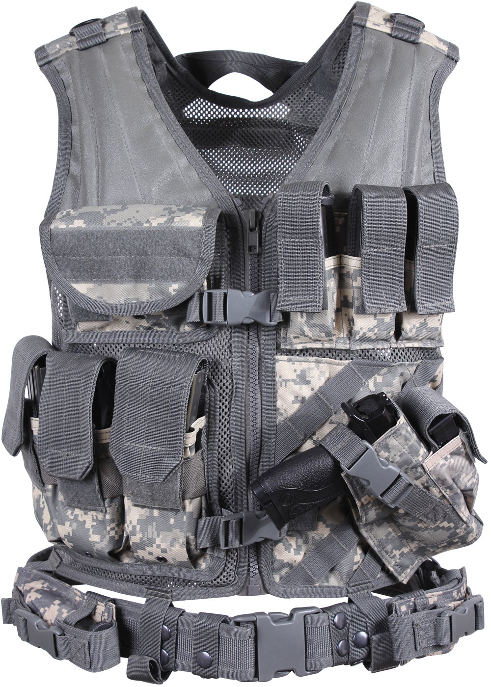 ACU Digital Camouflage - MOLLE Compatible Cross Draw Tactical Vest