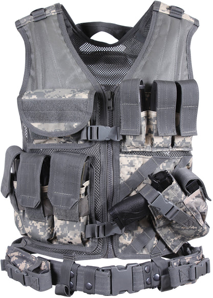 ACU Digital Camouflage - MOLLE Compatible Cross Draw Tactical Vest