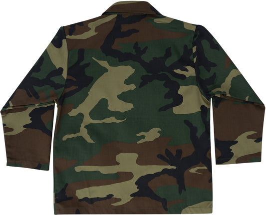 Woodland Camouflage - Kids Military BDU Shirt - Polyester Cotton
