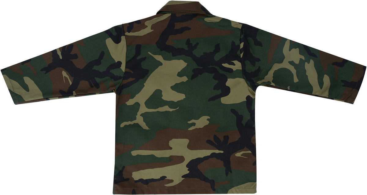 Woodland Camouflage - Kids Military BDU Shirt - Polyester Cotton