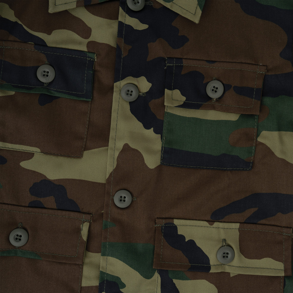 Woodland Camouflage - Kids Military BDU Shirt - Polyester Cotton