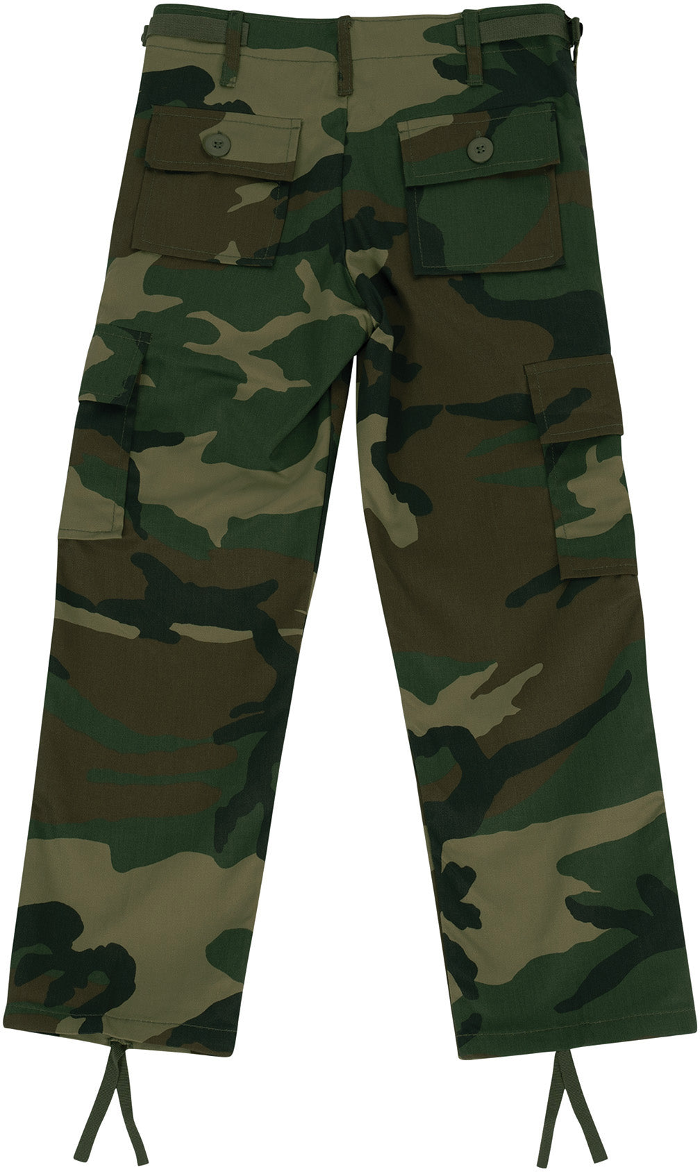 Woodland Camouflage - Tactical BDU Cargo Pants - Poly/Cotton Twill - Zipper Fly - Kids