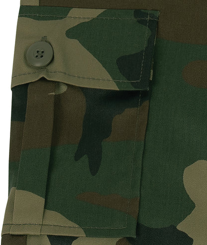 Woodland Camouflage - Tactical BDU Cargo Pants - Poly/Cotton Twill - Zipper Fly - Kids