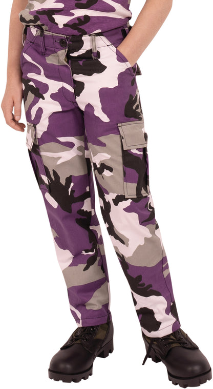 Ultra Violet Camouflage - Tactical BDU Cargo Pants - Poly/Cotton Twill - Zipper Fly - Kids