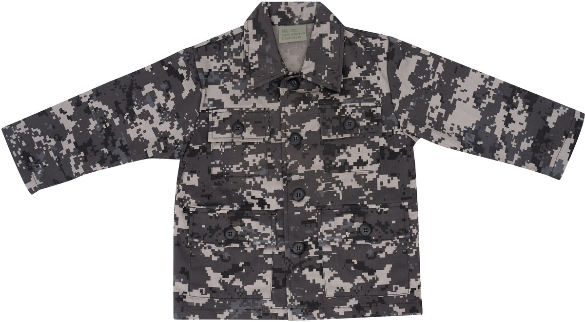 Subdued Urban Digital Camouflage - Kids Military BDU Shirt