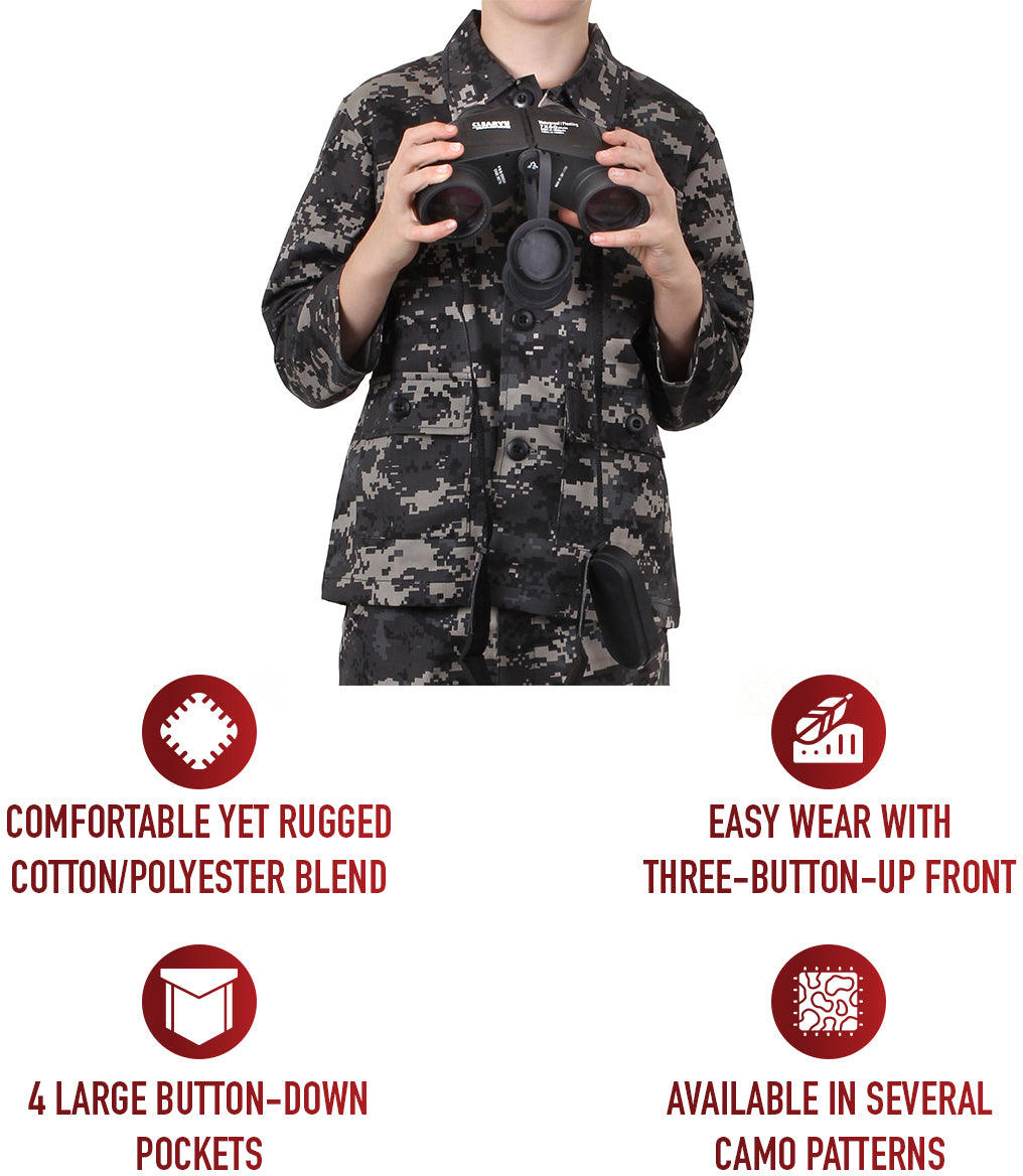 Subdued Urban Digital Camouflage - Kids Military BDU Shirt