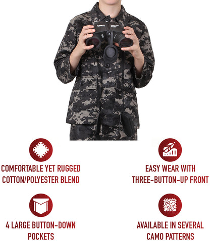 Subdued Urban Digital Camouflage - Kids Military BDU Shirt