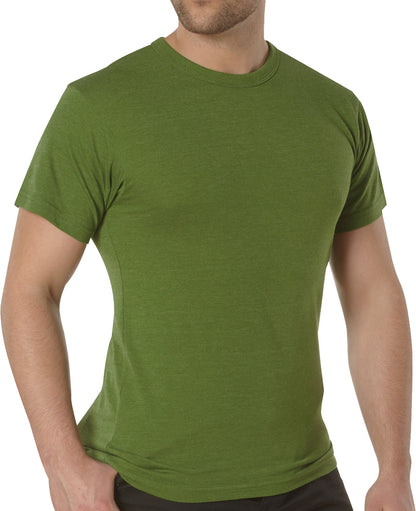 Heather Green Solid Color T-Shirt with Cotton / Polyester Blend