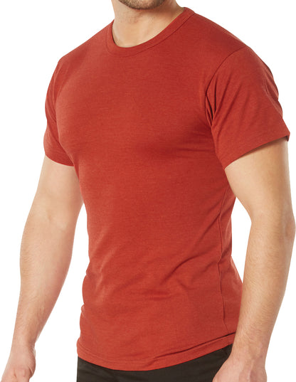 Heather Red Solid Color T-Shirt with Cotton / Polyester Blend