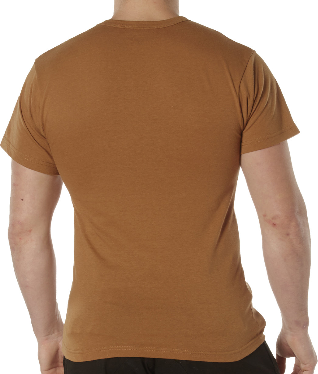 Work Brown Solid Color T-Shirt with Cotton / Polyester Blend