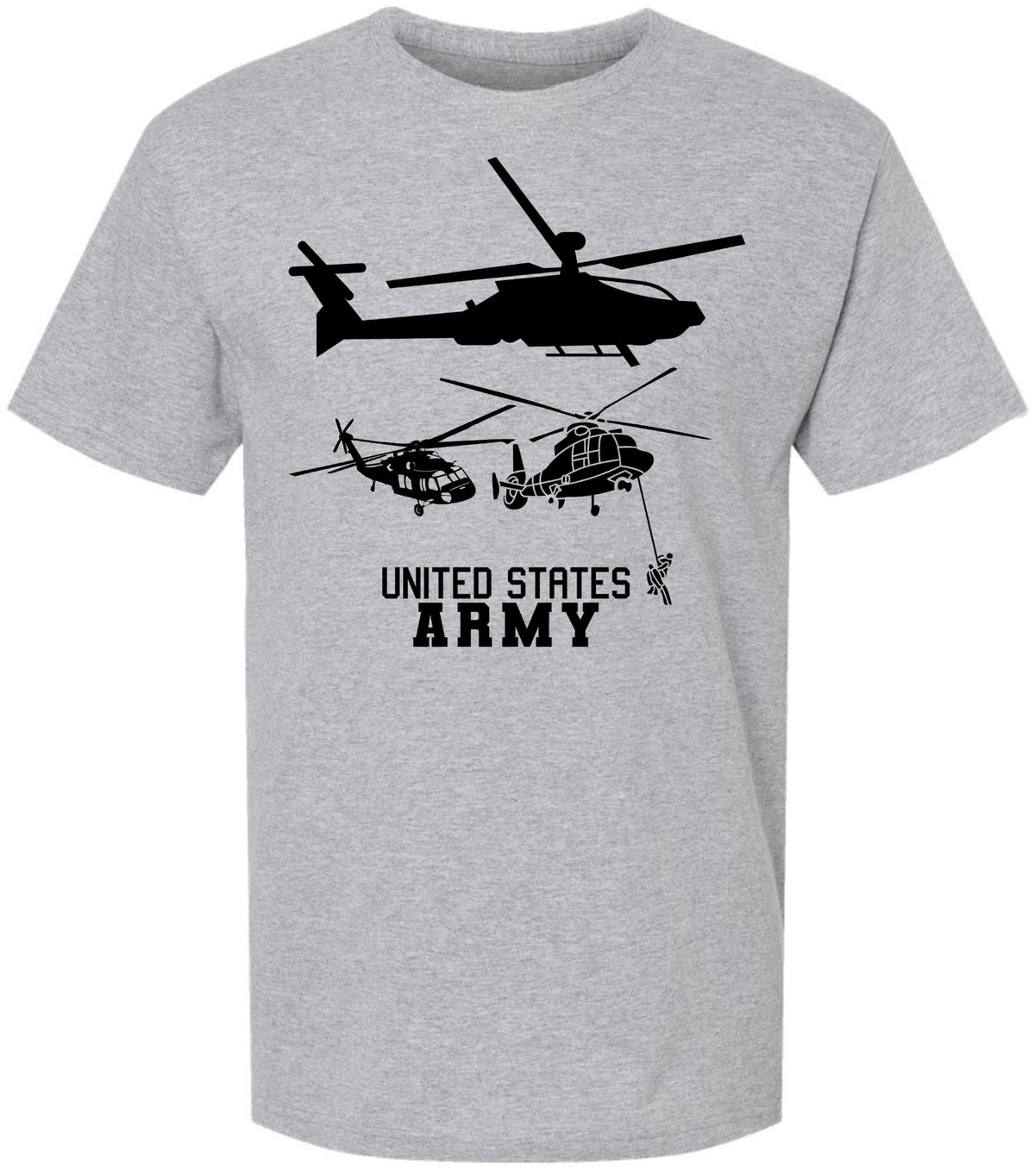 United States Army Black Hawk Helicopter & Special Forces Rappelling T-Shirt | US Training Crewneck Tee