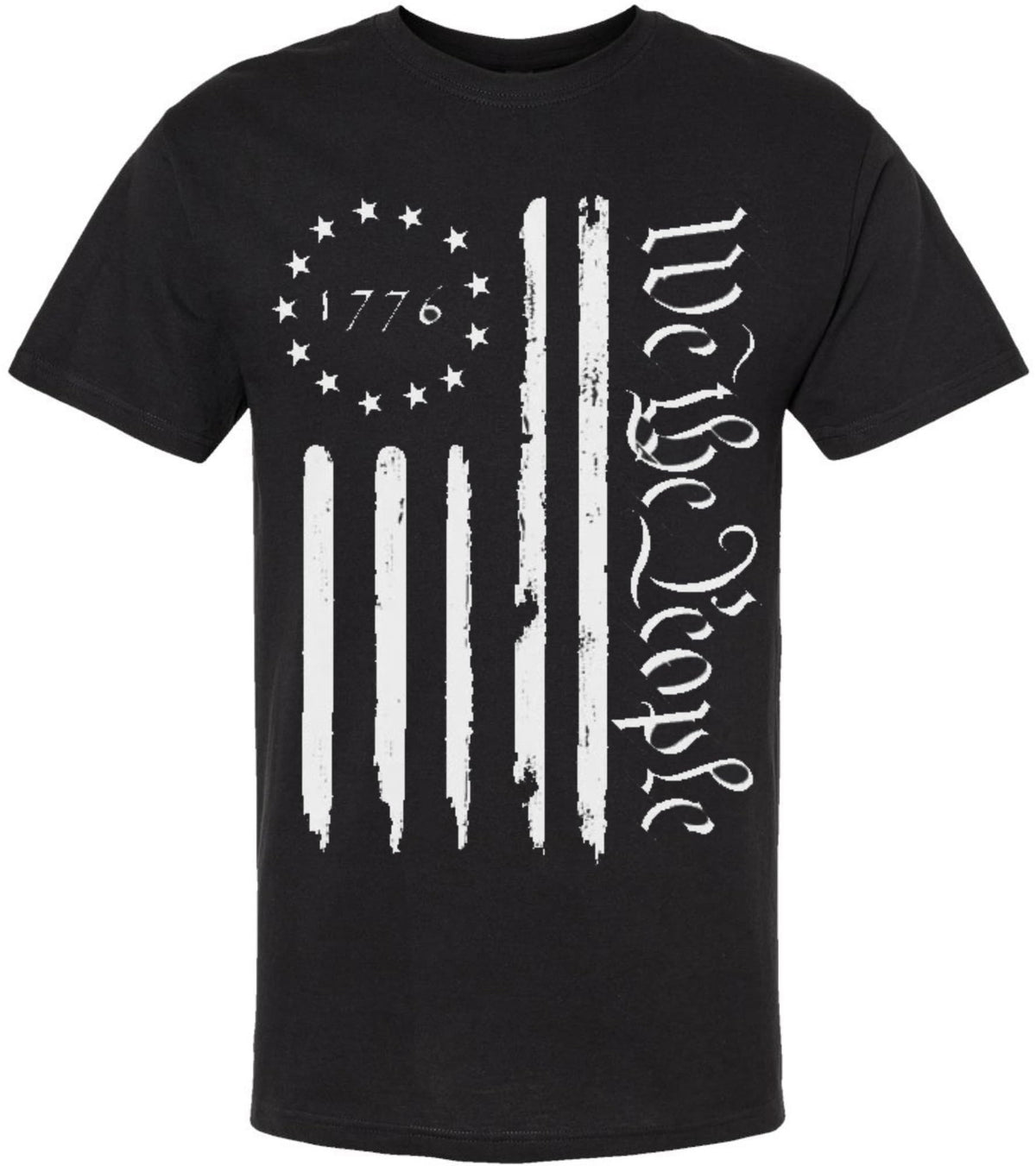 We the People 1776 USA Distressed Flag T-Shirt | US Independence Day July 4th Patriot Freedom Short Sleeve Shirt
