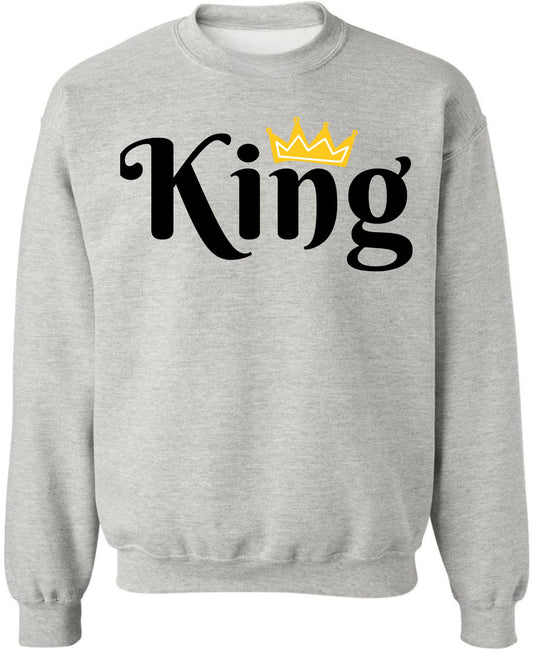 King Crown Printed Sweatshirt Royal Gift Boyfriend Husband Cotton Blend Crewneck Pullover
