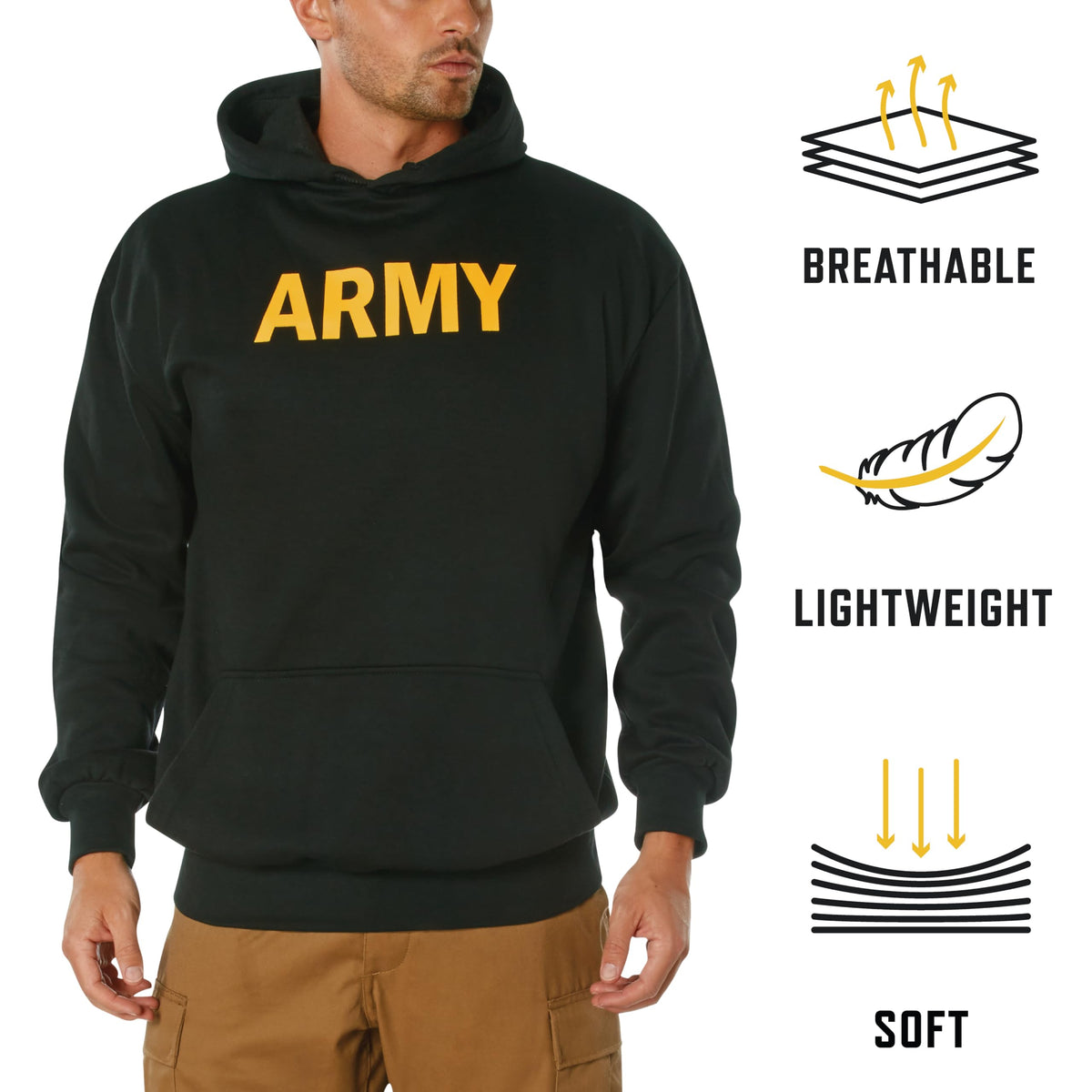 Rothco Army Printed Pullover Hoodie – PT Physical Training Hooded Sweatshirt