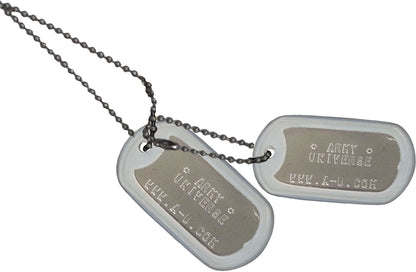 US Military Dog Tag Set - ID Matte Metal ID Dog Tags Necklace Complete Set with 2 Chains and 2 Silencers
