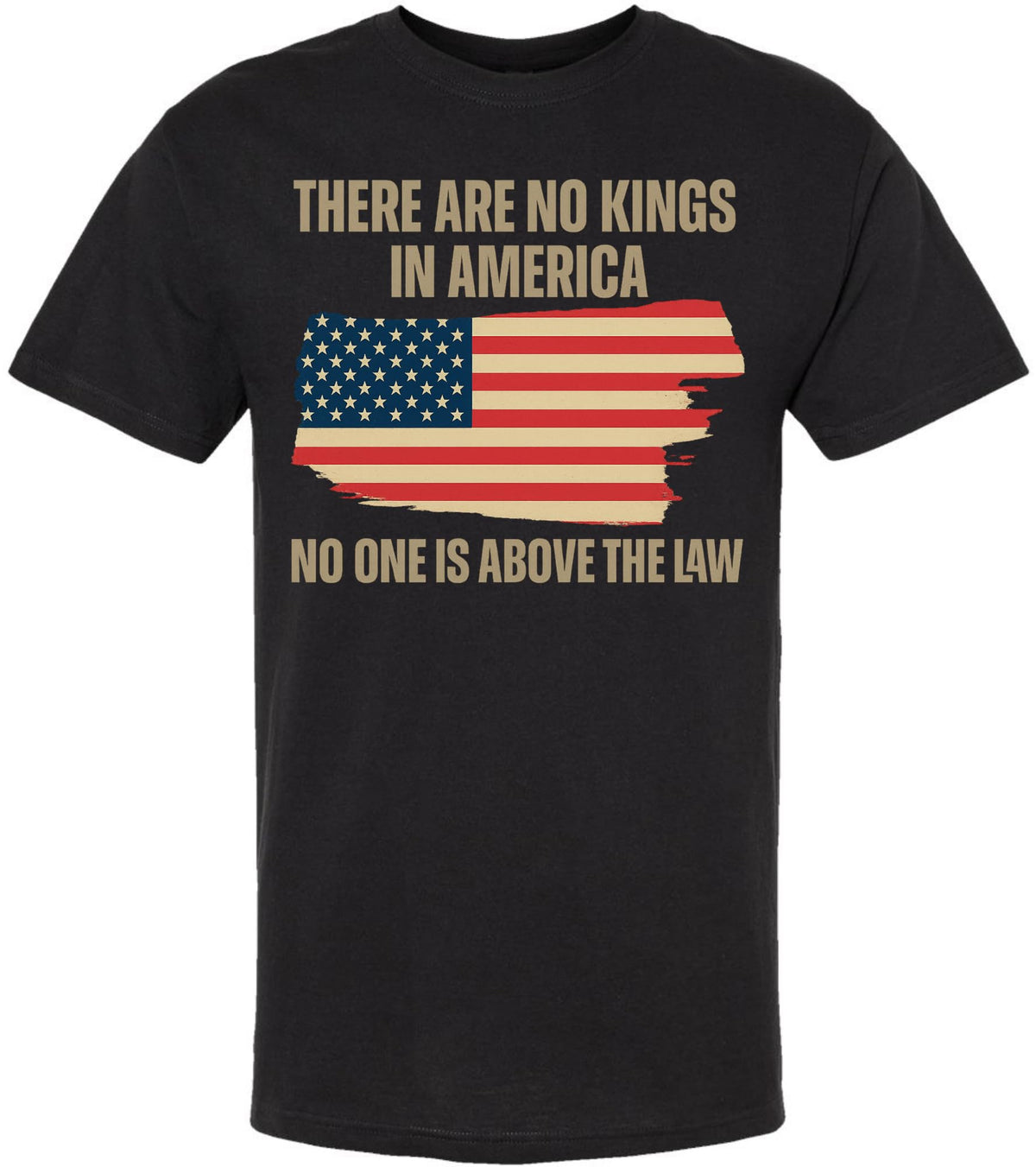 There Are No Kings In America Printed T-Shirt - USA Flag - Cotton Crewneck Tee