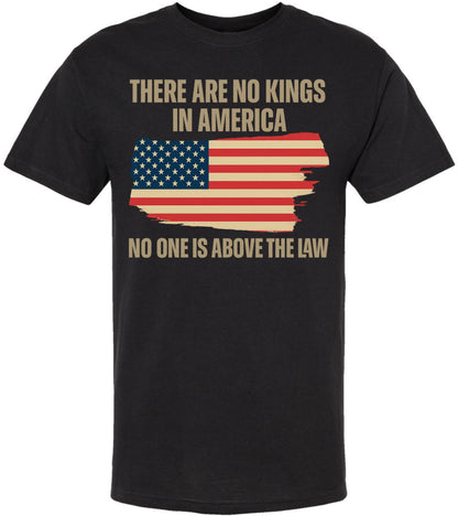 There Are No Kings In America Printed T-Shirt - USA Flag - Cotton Crewneck Tee
