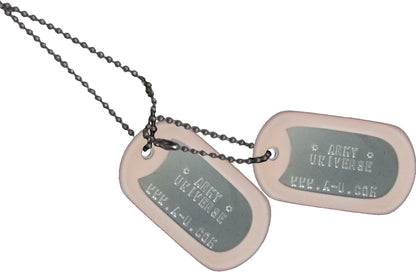 US Military Dog Tag Set - ID Matte Metal ID Dog Tags Necklace Complete Set with 2 Chains and 2 Silencers