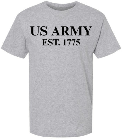 US Army Est. 1775 Printed T-Shirt | USA Military Veteran Tee American Patriotic Liberty Short Sleeve Shirt