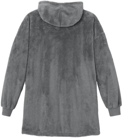 Oversized Plush Fleece Poncho for Women Sherpa Style 1/2 Zip Hooded Popover 100% Polyester