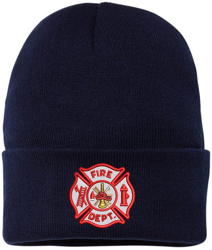 Fire Department Beanie Embroidered FIRE DEPT Watch Cap Warm Winter Hat for First Responders and Supporters