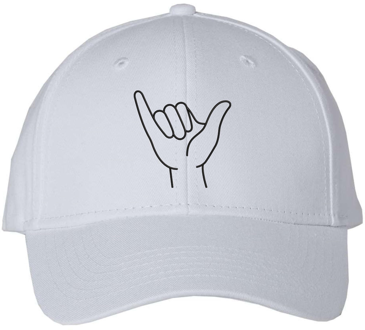 Shaka Hand Embroidered Baseball Cap | Hang Loose Minimal Line Art 100% Cotton Adjustable Unisex Dad Hat