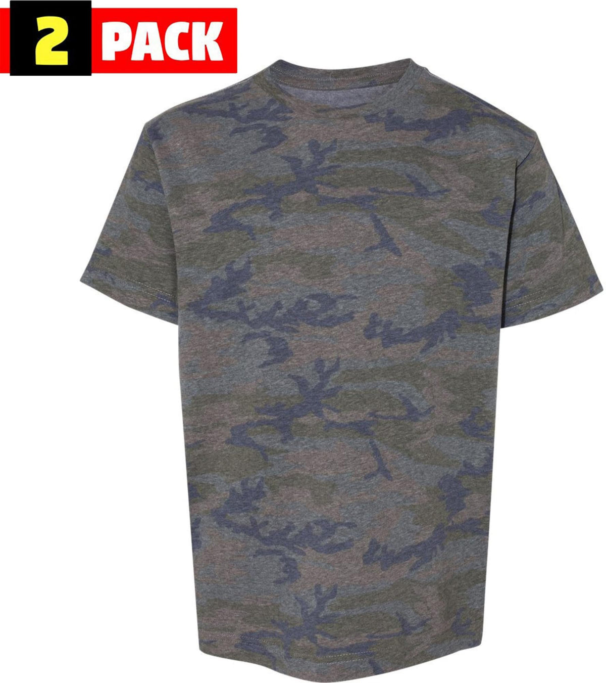 Kids Camouflage T-Shirts, 2 Pack - Youth Tactical Military Camo Tee, Soft & Comfortable Army Tees for Boys & Girls