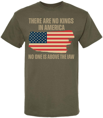 There Are No Kings In America Printed T-Shirt - USA Flag - Cotton Crewneck Tee