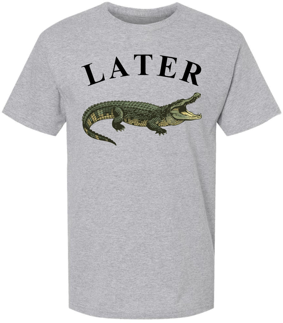 Later Alligator Printed T-Shirt Funny Animal Retro Graphic 100% Cotton Crewneck Tee