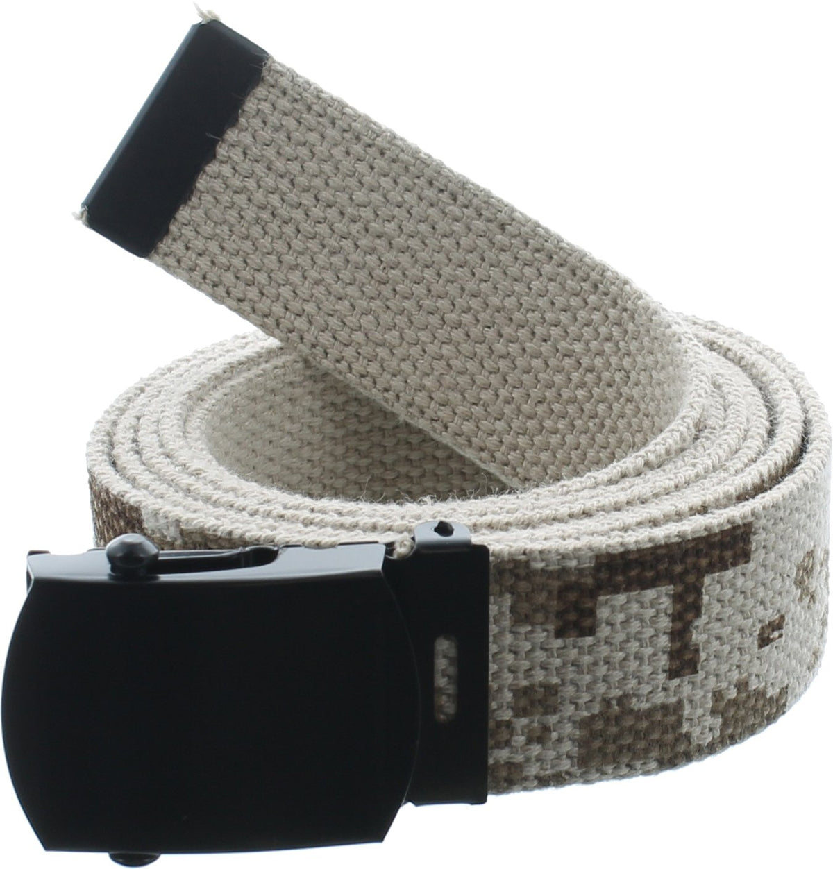 ARMYU Military Web Belt Reversible Cotton Canvas Army Camo & Solid Belts with Black Buckle 54"