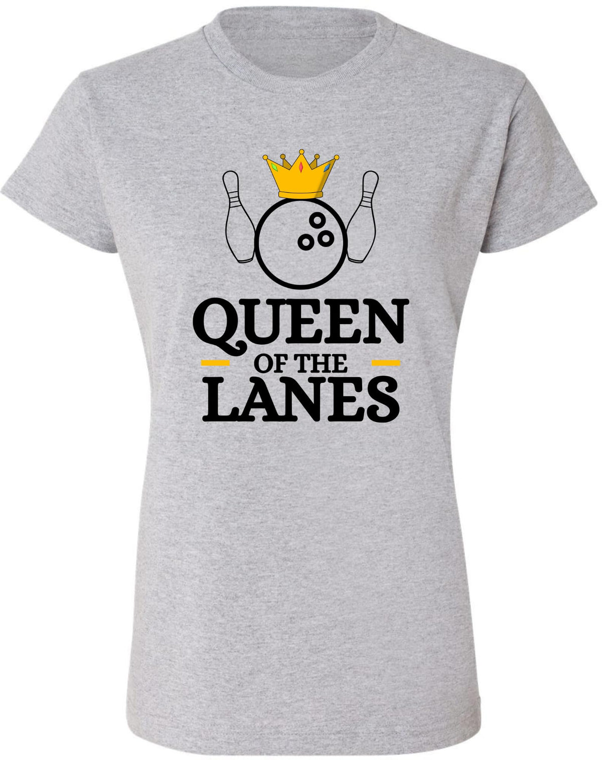 Queen of The Lanes Women Printed T-Shirt | 100% Cotton Crewneck Bowling Tee Shirt For Girls