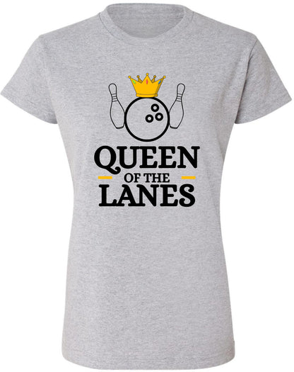 Queen of The Lanes Women Printed T-Shirt | 100% Cotton Crewneck Bowling Tee Shirt For Girls