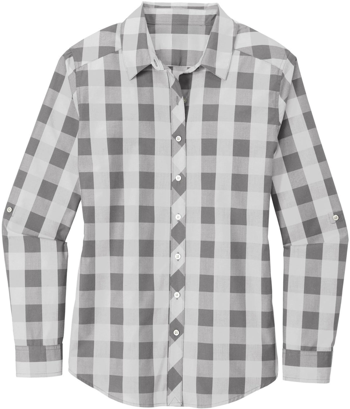Women’s Buffalo Plaid Flannel Shirt Button Up Open Collar Lightweight Super Soft French Front Top