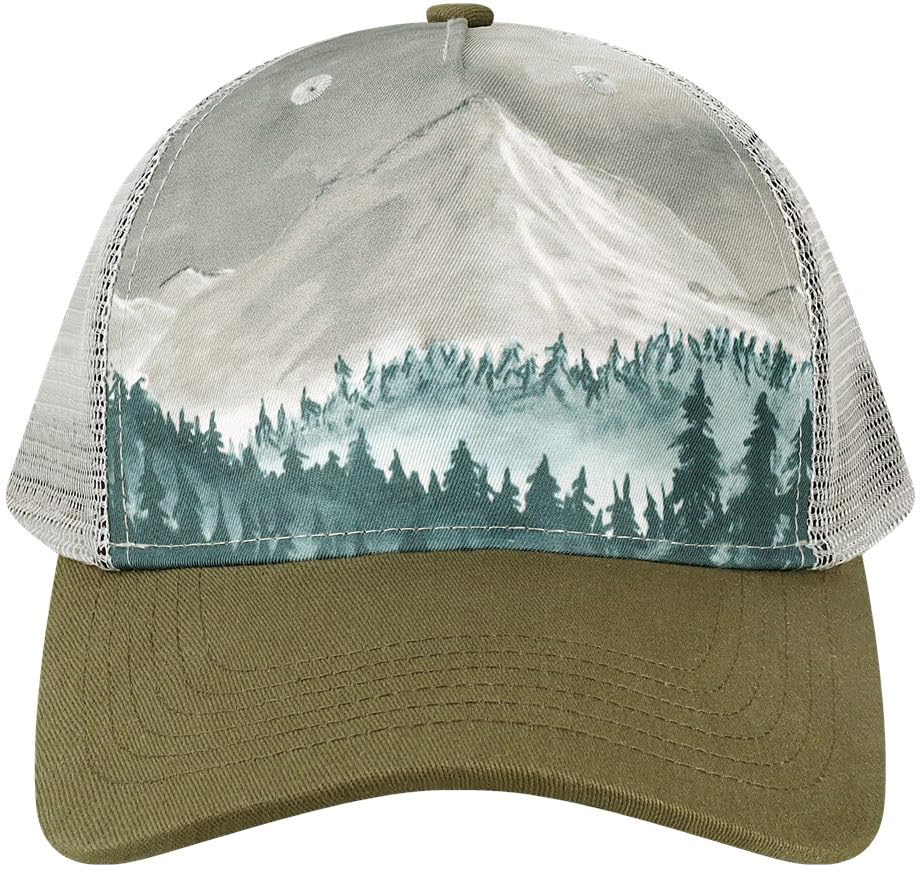 Scenic Nature Landscape Printed Trucker Hat Outdoor Adventure Hiking Camping Fishing Baseball Cap