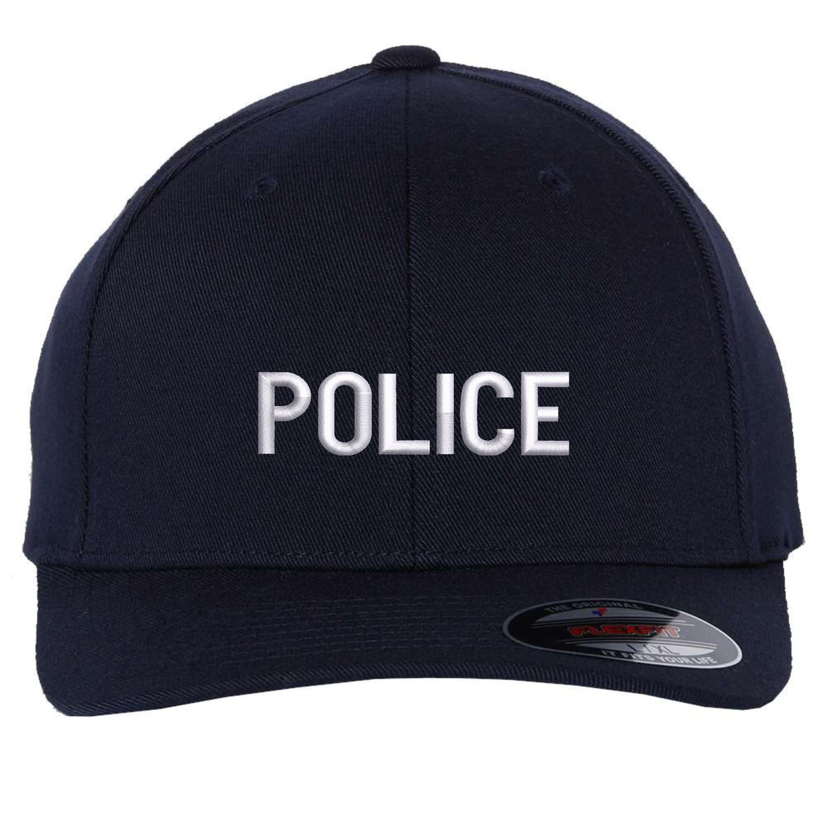 POLICE Flexfit Fitted Hat - Structured Uniform Baseball Cap for Security, Guard & Law Enforcement Officers