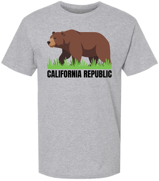 California Republic Bear Graphic T-Shirt | Vintage State Flag Style Printed Unisex Tee Shirt